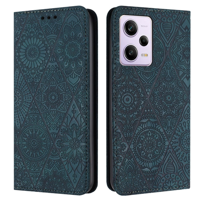 Estuche para teléfono de cuero de adsorción en relieve étnico, For Xiaomi Redmi 13 4G, For Xiaomi Redmi Note 13 5G, For Xiaomi Redmi 13C, For Xiaomi Redmi Note 13 Pro 5G, For Redmi Note 12 Pro 4G, For Redmi Note 12 4G Global                            ...