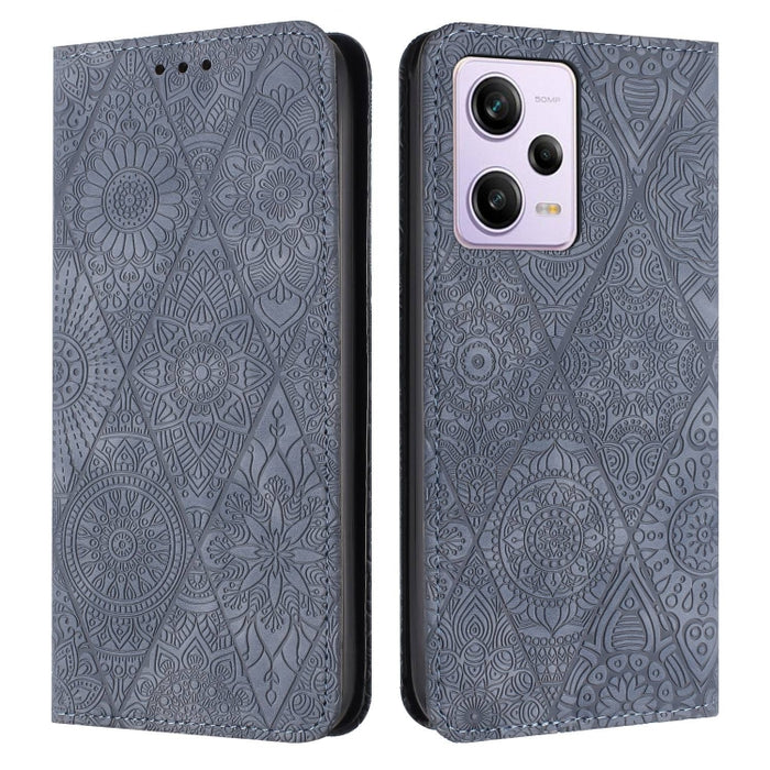 Estuche para teléfono de cuero de adsorción en relieve étnico, For Xiaomi Redmi 13 4G, For Xiaomi Redmi Note 13 5G, For Xiaomi Redmi 13C, For Xiaomi Redmi Note 13 Pro 5G, For Redmi Note 12 Pro 4G, For Redmi Note 12 4G Global                            ...