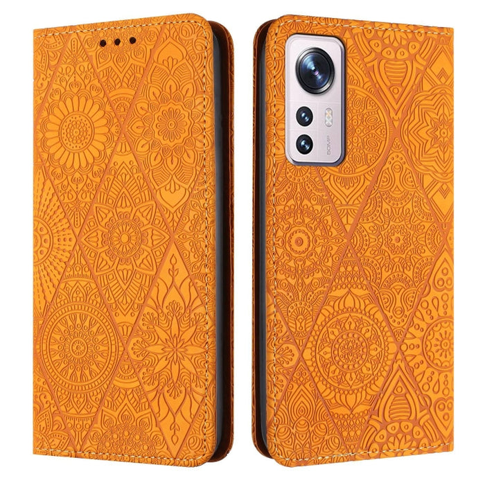 Estuche para teléfono de cuero de adsorción en relieve étnico, For Xiaomi Redmi 13 4G, For Xiaomi Redmi Note 13 5G, For Xiaomi Redmi 13C, For Xiaomi Redmi Note 13 Pro 5G, For Redmi Note 12 Pro 4G, For Redmi Note 12 4G Global                            ...