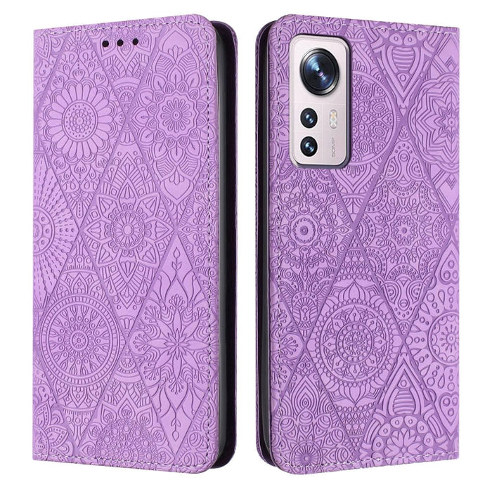 Estuche para teléfono de cuero de adsorción en relieve étnico, For Xiaomi Redmi 13 4G, For Xiaomi Redmi Note 13 5G, For Xiaomi Redmi 13C, For Xiaomi Redmi Note 13 Pro 5G, For Redmi Note 12 Pro 4G, For Redmi Note 12 4G Global                            ...