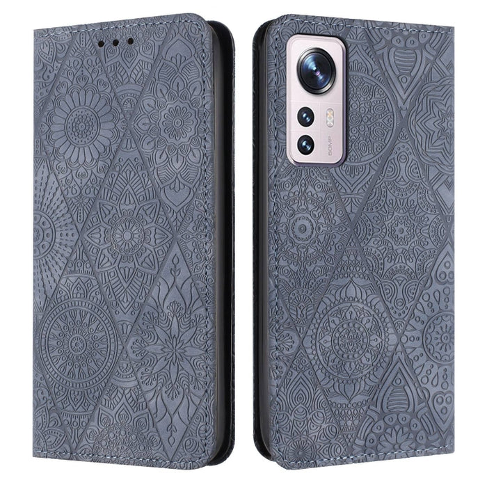 Estuche para teléfono de cuero de adsorción en relieve étnico, For Xiaomi Redmi 13 4G, For Xiaomi Redmi Note 13 5G, For Xiaomi Redmi 13C, For Xiaomi Redmi Note 13 Pro 5G, For Redmi Note 12 Pro 4G, For Redmi Note 12 4G Global                            ...