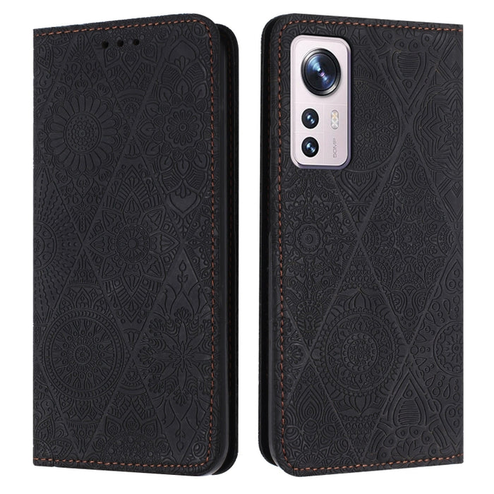 Estuche para teléfono de cuero de adsorción en relieve étnico, For Xiaomi Redmi 13 4G, For Xiaomi Redmi Note 13 5G, For Xiaomi Redmi 13C, For Xiaomi Redmi Note 13 Pro 5G, For Redmi Note 12 Pro 4G, For Redmi Note 12 4G Global                            ...