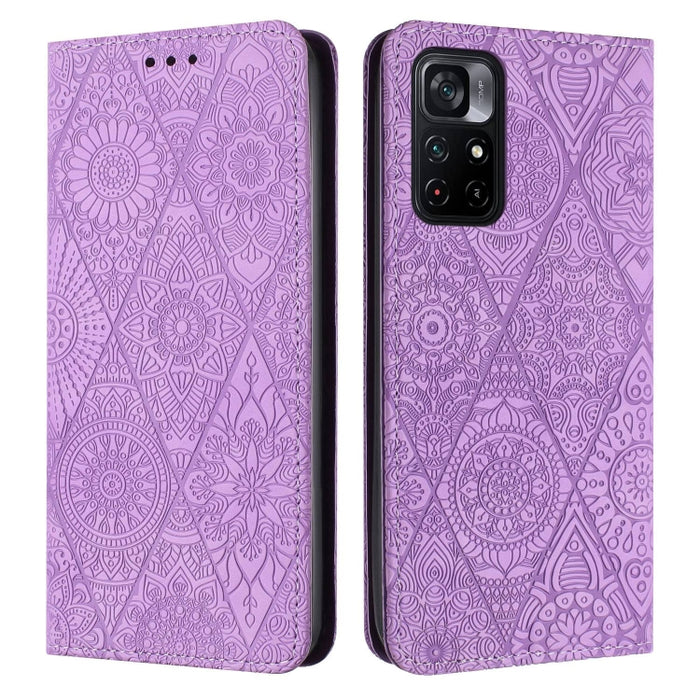 Estuche para teléfono de cuero de adsorción en relieve étnico, For Xiaomi Redmi 13 4G, For Xiaomi Redmi Note 13 5G, For Xiaomi Redmi 13C, For Xiaomi Redmi Note 13 Pro 5G, For Redmi Note 12 Pro 4G, For Redmi Note 12 4G Global                            ...