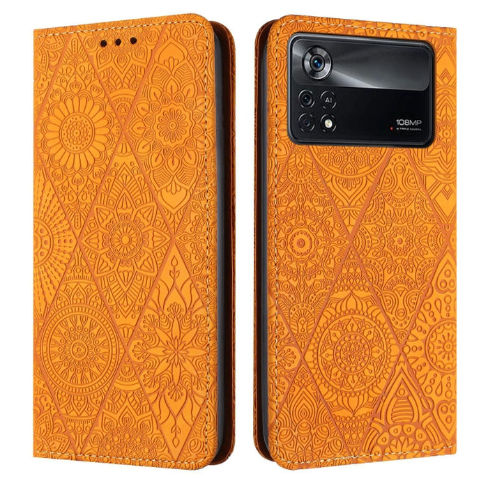Estuche para teléfono de cuero de adsorción en relieve étnico, For Xiaomi Redmi 13 4G, For Xiaomi Redmi Note 13 5G, For Xiaomi Redmi 13C, For Xiaomi Redmi Note 13 Pro 5G, For Redmi Note 12 Pro 4G, For Redmi Note 12 4G Global                            ...