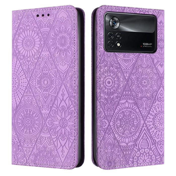 Estuche para teléfono de cuero de adsorción en relieve étnico, For Xiaomi Redmi 13 4G, For Xiaomi Redmi Note 13 5G, For Xiaomi Redmi 13C, For Xiaomi Redmi Note 13 Pro 5G, For Redmi Note 12 Pro 4G, For Redmi Note 12 4G Global                            ...