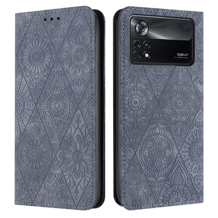 Estuche para teléfono de cuero de adsorción en relieve étnico, For Xiaomi Redmi 13 4G, For Xiaomi Redmi Note 13 5G, For Xiaomi Redmi 13C, For Xiaomi Redmi Note 13 Pro 5G, For Redmi Note 12 Pro 4G, For Redmi Note 12 4G Global                            ...