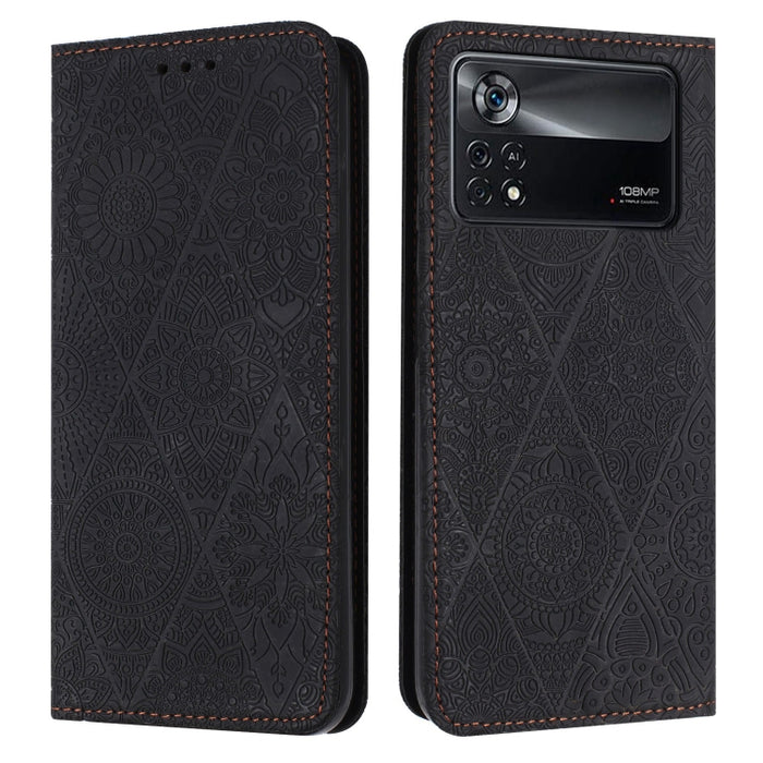 Estuche para teléfono de cuero de adsorción en relieve étnico, For Xiaomi Redmi 13 4G, For Xiaomi Redmi Note 13 5G, For Xiaomi Redmi 13C, For Xiaomi Redmi Note 13 Pro 5G, For Redmi Note 12 Pro 4G, For Redmi Note 12 4G Global                            ...