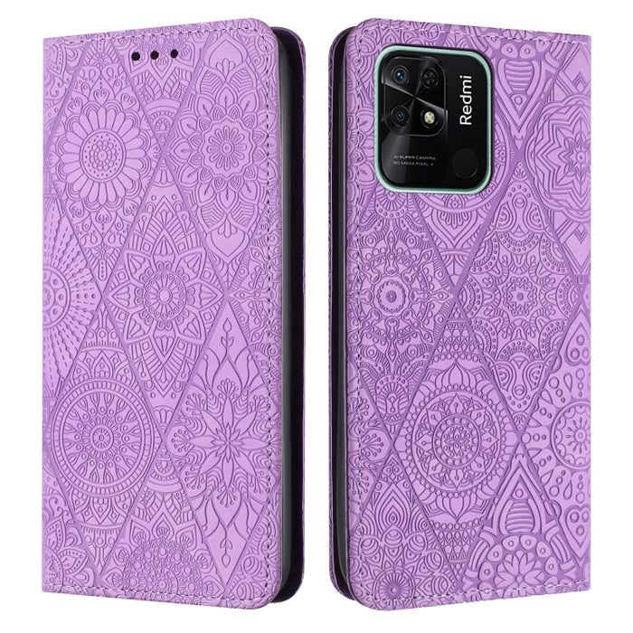Estuche para teléfono de cuero de adsorción en relieve étnico, For Xiaomi Redmi 13 4G, For Xiaomi Redmi Note 13 5G, For Xiaomi Redmi 13C, For Xiaomi Redmi Note 13 Pro 5G, For Redmi Note 12 Pro 4G, For Redmi Note 12 4G Global                            ...