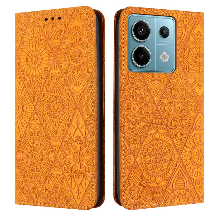 Estuche para teléfono de cuero de adsorción en relieve étnico, For Xiaomi Redmi 13 4G, For Xiaomi Redmi Note 13 5G, For Xiaomi Redmi 13C, For Xiaomi Redmi Note 13 Pro 5G, For Redmi Note 12 Pro 4G, For Redmi Note 12 4G Global                            ...