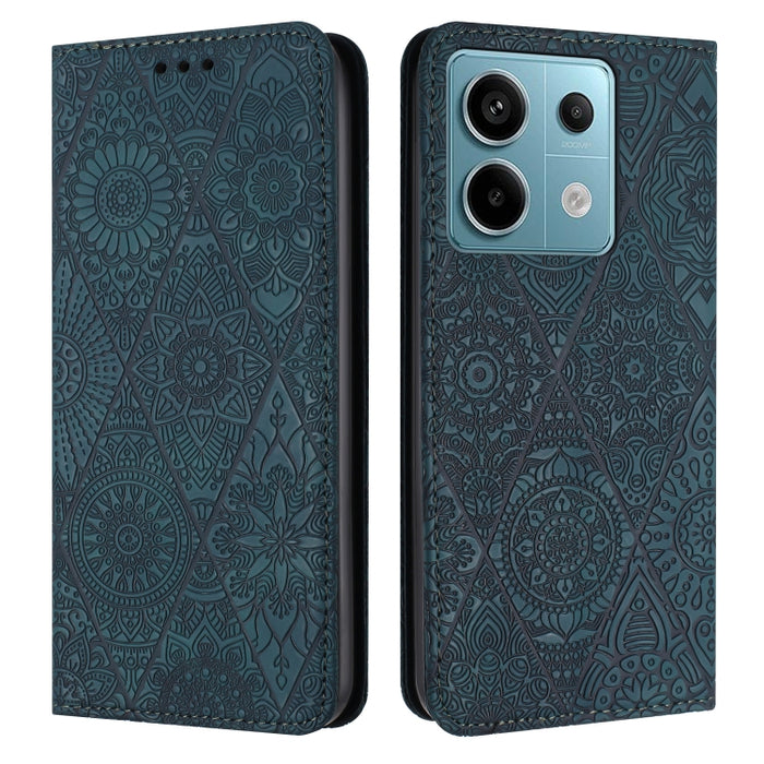 Estuche para teléfono de cuero de adsorción en relieve étnico, For Xiaomi Redmi 13 4G, For Xiaomi Redmi Note 13 5G, For Xiaomi Redmi 13C, For Xiaomi Redmi Note 13 Pro 5G, For Redmi Note 12 Pro 4G, For Redmi Note 12 4G Global                            ...