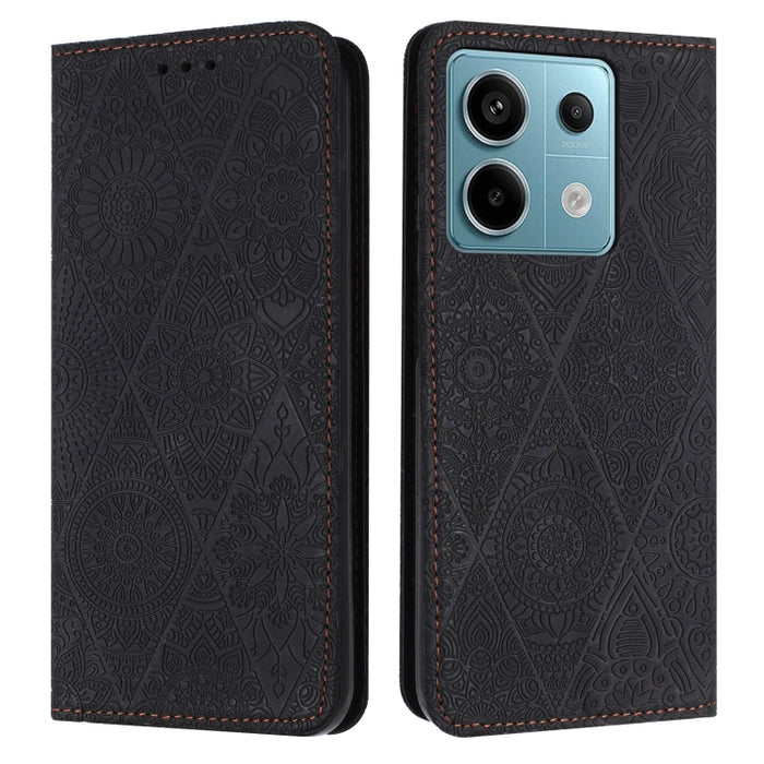 Estuche para teléfono de cuero de adsorción en relieve étnico, For Xiaomi Redmi 13 4G, For Xiaomi Redmi Note 13 5G, For Xiaomi Redmi 13C, For Xiaomi Redmi Note 13 Pro 5G, For Redmi Note 12 Pro 4G, For Redmi Note 12 4G Global                            ...