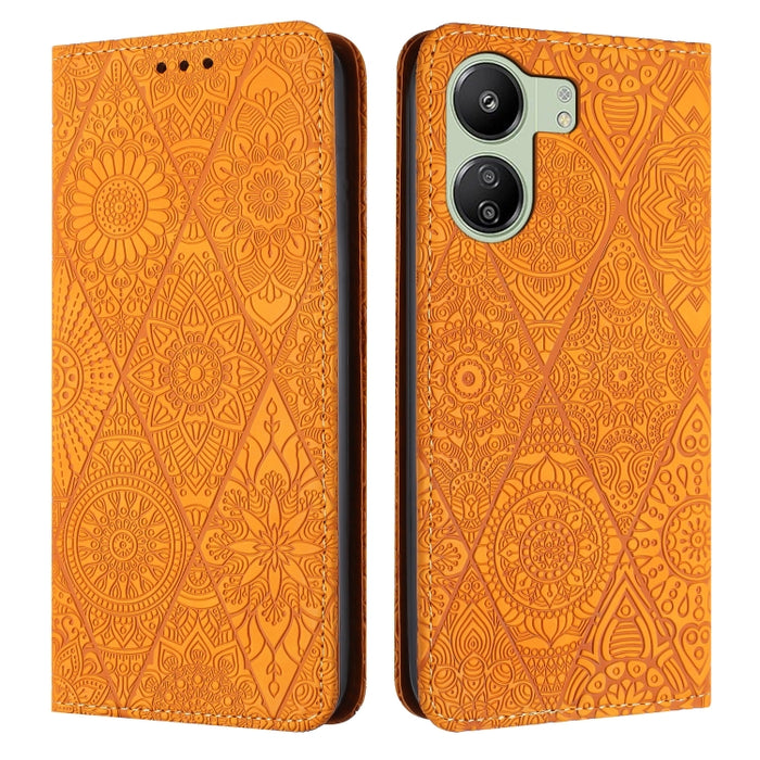Estuche para teléfono de cuero de adsorción en relieve étnico, For Xiaomi Redmi 13 4G, For Xiaomi Redmi Note 13 5G, For Xiaomi Redmi 13C, For Xiaomi Redmi Note 13 Pro 5G, For Redmi Note 12 Pro 4G, For Redmi Note 12 4G Global                            ...