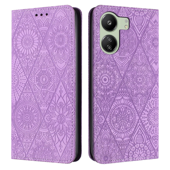 Estuche para teléfono de cuero de adsorción en relieve étnico, For Xiaomi Redmi 13 4G, For Xiaomi Redmi Note 13 5G, For Xiaomi Redmi 13C, For Xiaomi Redmi Note 13 Pro 5G, For Redmi Note 12 Pro 4G, For Redmi Note 12 4G Global                            ...