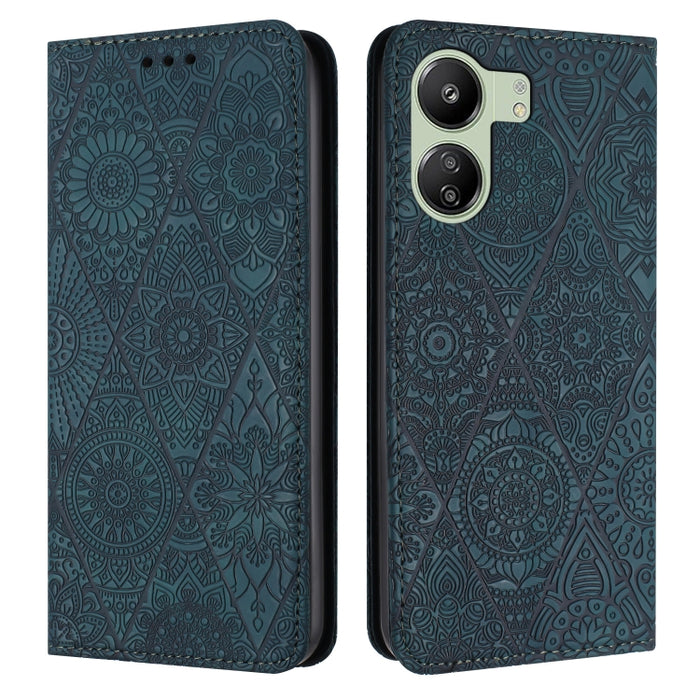 Estuche para teléfono de cuero de adsorción en relieve étnico, For Xiaomi Redmi 13 4G, For Xiaomi Redmi Note 13 5G, For Xiaomi Redmi 13C, For Xiaomi Redmi Note 13 Pro 5G, For Redmi Note 12 Pro 4G, For Redmi Note 12 4G Global                            ...