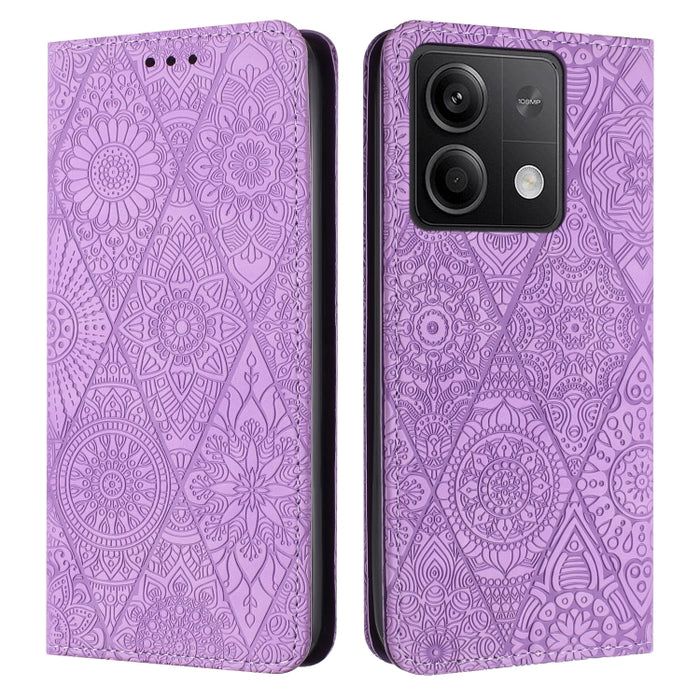 Estuche para teléfono de cuero de adsorción en relieve étnico, For Xiaomi Redmi 13 4G, For Xiaomi Redmi Note 13 5G, For Xiaomi Redmi 13C, For Xiaomi Redmi Note 13 Pro 5G, For Redmi Note 12 Pro 4G, For Redmi Note 12 4G Global                            ...