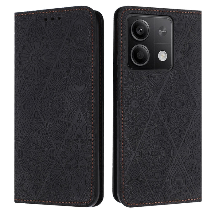 Estuche para teléfono de cuero de adsorción en relieve étnico, For Xiaomi Redmi 13 4G, For Xiaomi Redmi Note 13 5G, For Xiaomi Redmi 13C, For Xiaomi Redmi Note 13 Pro 5G, For Redmi Note 12 Pro 4G, For Redmi Note 12 4G Global                            ...