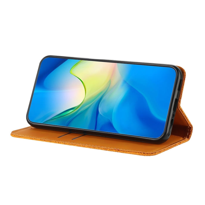 Estuche para teléfono de cuero de adsorción en relieve étnico, For Xiaomi Redmi 13 4G, For Xiaomi Redmi Note 13 5G, For Xiaomi Redmi 13C, For Xiaomi Redmi Note 13 Pro 5G, For Redmi Note 12 Pro 4G, For Redmi Note 12 4G Global                            ...