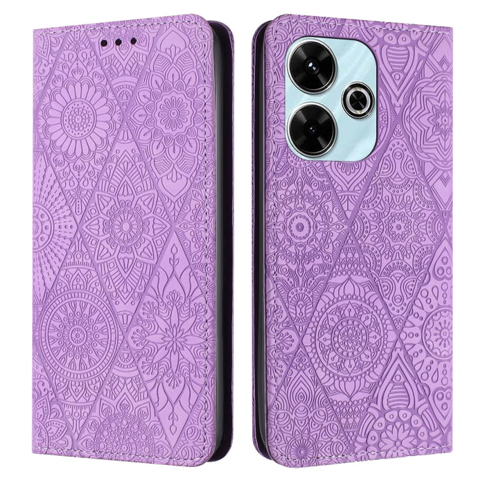 Estuche para teléfono de cuero de adsorción en relieve étnico, For Xiaomi Redmi 13 4G, For Xiaomi Redmi Note 13 5G, For Xiaomi Redmi 13C, For Xiaomi Redmi Note 13 Pro 5G, For Redmi Note 12 Pro 4G, For Redmi Note 12 4G Global                            ...