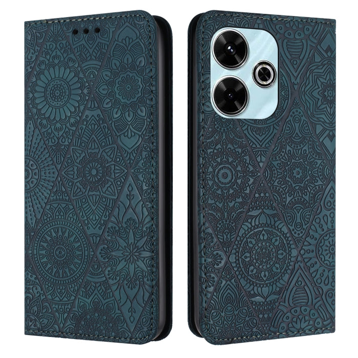 Estuche para teléfono de cuero de adsorción en relieve étnico, For Xiaomi Redmi 13 4G, For Xiaomi Redmi Note 13 5G, For Xiaomi Redmi 13C, For Xiaomi Redmi Note 13 Pro 5G, For Redmi Note 12 Pro 4G, For Redmi Note 12 4G Global                            ...