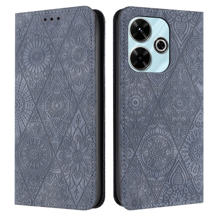 Estuche para teléfono de cuero de adsorción en relieve étnico, For Xiaomi Redmi 13 4G, For Xiaomi Redmi Note 13 5G, For Xiaomi Redmi 13C, For Xiaomi Redmi Note 13 Pro 5G, For Redmi Note 12 Pro 4G, For Redmi Note 12 4G Global                            ...