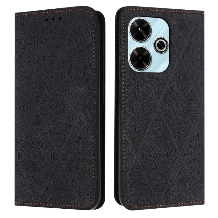 Estuche para teléfono de cuero de adsorción en relieve étnico, For Xiaomi Redmi 13 4G, For Xiaomi Redmi Note 13 5G, For Xiaomi Redmi 13C, For Xiaomi Redmi Note 13 Pro 5G, For Redmi Note 12 Pro 4G, For Redmi Note 12 4G Global                            ...
