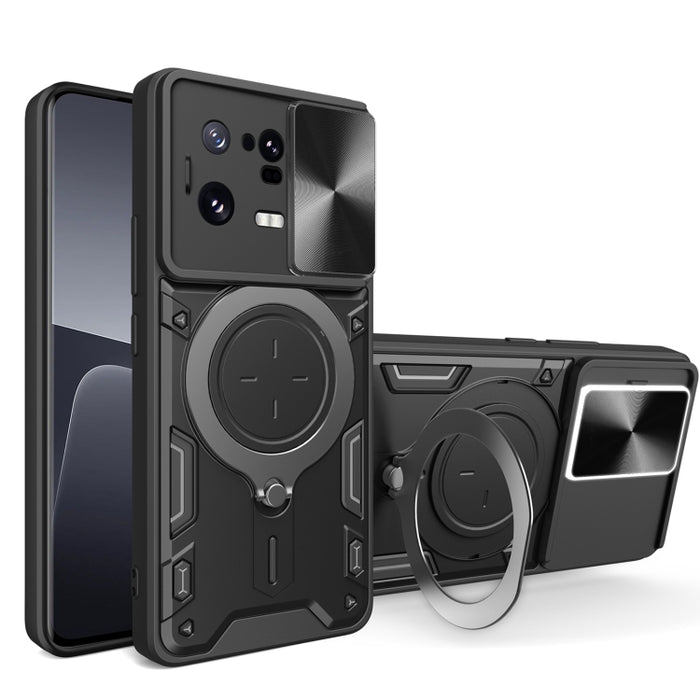 Estuche para teléfono con soporte magnético Camshield deslizante con textura de CD, For Xiaomi Redmi A3, For Xiaomi Redmi 13C 5G Global, For Xiaomi Redmi Note 13 5G, For Xiaomi Redmi 13C 4G, For Xiaomi Redmi Note 13 Pro 5G                              ...