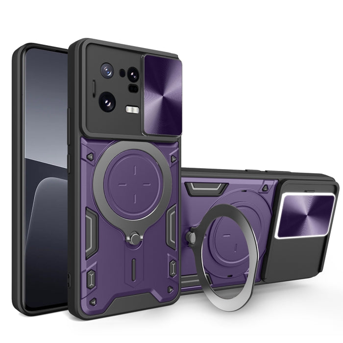 Estuche para teléfono con soporte magnético Camshield deslizante con textura de CD, For Xiaomi Redmi A3, For Xiaomi Redmi 13C 5G Global, For Xiaomi Redmi Note 13 5G, For Xiaomi Redmi 13C 4G, For Xiaomi Redmi Note 13 Pro 5G                              ...
