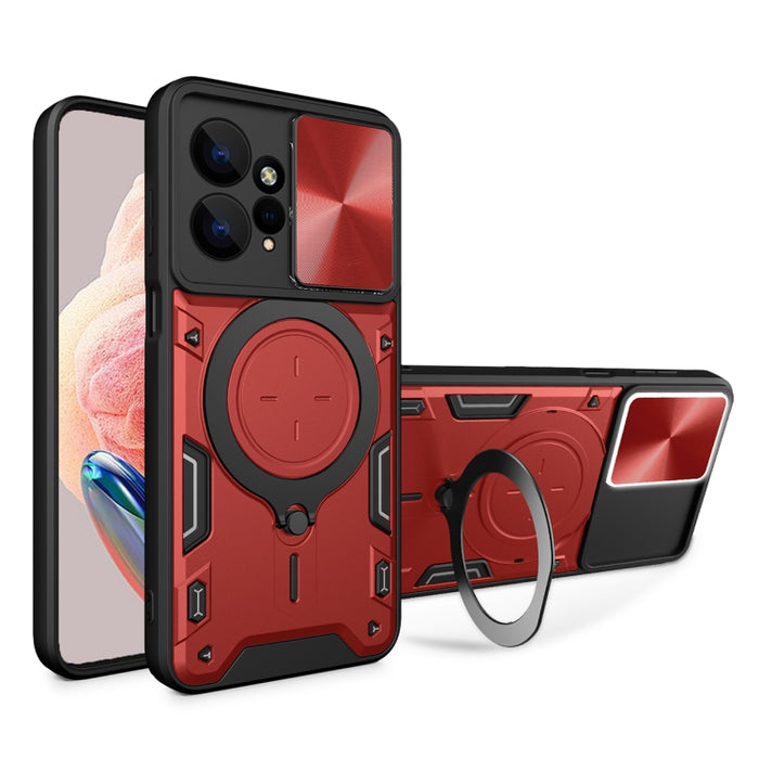 Estuche para teléfono con soporte magnético Camshield deslizante con textura de CD, For Xiaomi Redmi A3, For Xiaomi Redmi 13C 5G Global, For Xiaomi Redmi Note 13 5G, For Xiaomi Redmi 13C 4G, For Xiaomi Redmi Note 13 Pro 5G                              ...