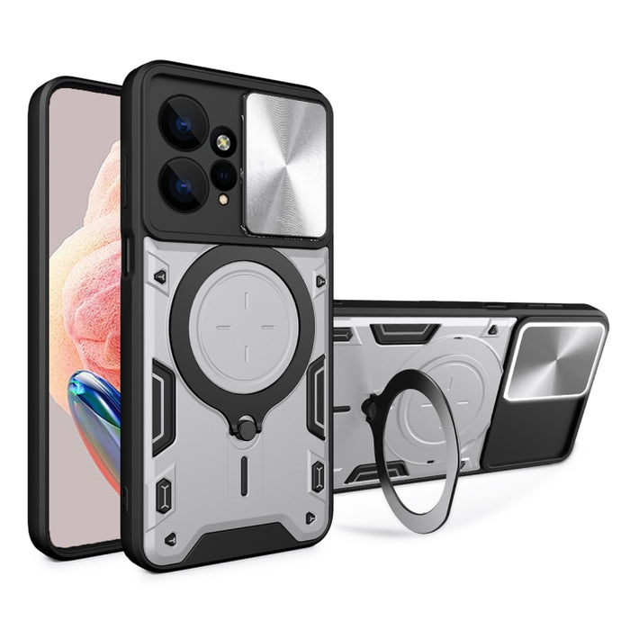 Estuche para teléfono con soporte magnético Camshield deslizante con textura de CD, For Xiaomi Redmi A3, For Xiaomi Redmi 13C 5G Global, For Xiaomi Redmi Note 13 5G, For Xiaomi Redmi 13C 4G, For Xiaomi Redmi Note 13 Pro 5G                              ...
