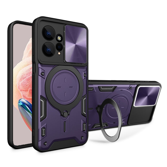 Estuche para teléfono con soporte magnético Camshield deslizante con textura de CD, For Xiaomi Redmi A3, For Xiaomi Redmi 13C 5G Global, For Xiaomi Redmi Note 13 5G, For Xiaomi Redmi 13C 4G, For Xiaomi Redmi Note 13 Pro 5G                              ...