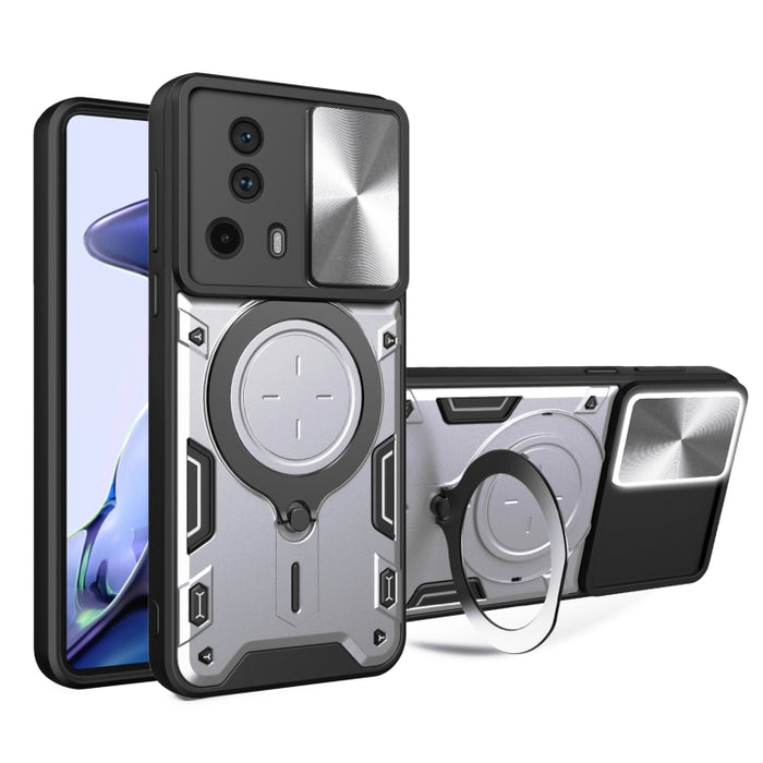 Estuche para teléfono con soporte magnético Camshield deslizante con textura de CD, For Xiaomi Redmi A3, For Xiaomi Redmi 13C 5G Global, For Xiaomi Redmi Note 13 5G, For Xiaomi Redmi 13C 4G, For Xiaomi Redmi Note 13 Pro 5G                              ...