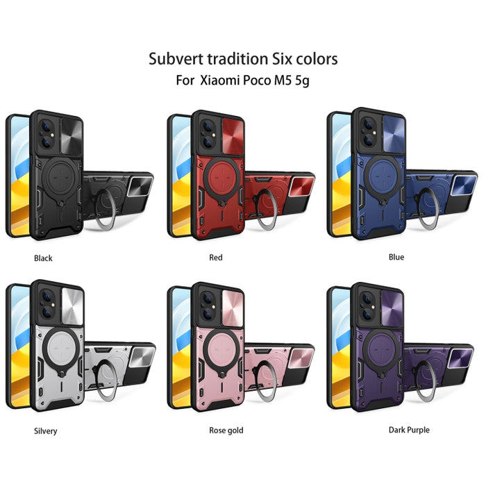 Estuche para teléfono con soporte magnético Camshield deslizante con textura de CD, For Xiaomi Poco M5 5G, For Xiaomi Redmi A1 4G, For Xiaomi Redmi Note 11 Global, For Xiaomi Redmi K40S / Poco F4, For Xiaomi Poco M4 Pro 4G, For Xiaomi Poco X4 Pro 5G   ...