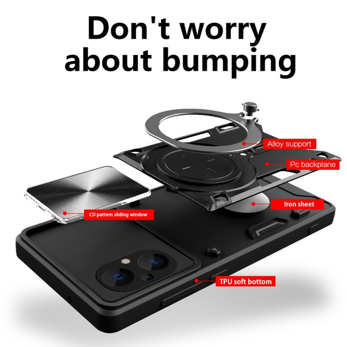Estuche para teléfono con soporte magnético Camshield deslizante con textura de CD, For Xiaomi Poco M5 5G, For Xiaomi Redmi A1 4G, For Xiaomi Redmi Note 11 Global, For Xiaomi Redmi K40S / Poco F4, For Xiaomi Poco M4 Pro 4G, For Xiaomi Poco X4 Pro 5G   ...
