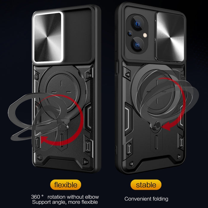 Estuche para teléfono con soporte magnético Camshield deslizante con textura de CD, For Xiaomi Poco M5 5G, For Xiaomi Redmi A1 4G, For Xiaomi Redmi Note 11 Global, For Xiaomi Redmi K40S / Poco F4, For Xiaomi Poco M4 Pro 4G, For Xiaomi Poco X4 Pro 5G   ...