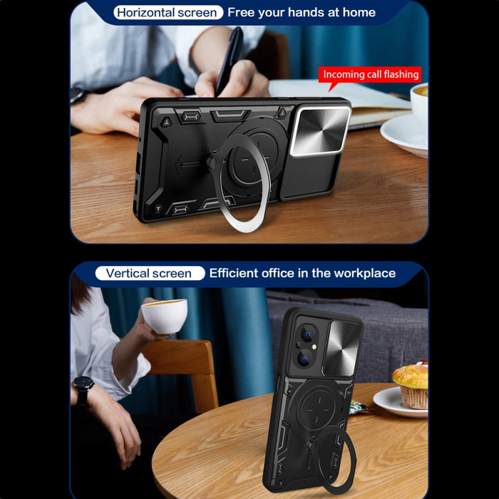 Estuche para teléfono con soporte magnético Camshield deslizante con textura de CD, For Xiaomi Poco M5 5G, For Xiaomi Redmi A1 4G, For Xiaomi Redmi Note 11 Global, For Xiaomi Redmi K40S / Poco F4, For Xiaomi Poco M4 Pro 4G, For Xiaomi Poco X4 Pro 5G   ...