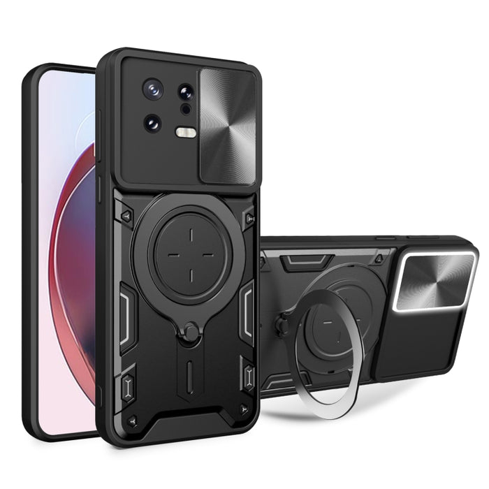 Estuche para teléfono con soporte magnético Camshield deslizante con textura de CD, For Xiaomi Redmi A3, For Xiaomi Redmi 13C 5G Global, For Xiaomi Redmi Note 13 5G, For Xiaomi Redmi 13C 4G, For Xiaomi Redmi Note 13 Pro 5G                              ...