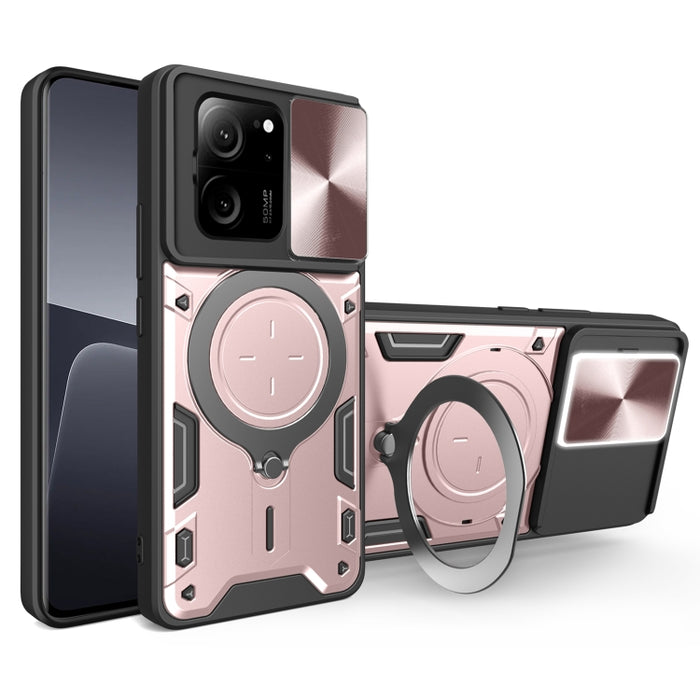 Estuche para teléfono con soporte magnético Camshield deslizante con textura de CD, For Xiaomi Redmi A3, For Xiaomi Redmi 13C 5G Global, For Xiaomi Redmi Note 13 5G, For Xiaomi Redmi 13C 4G, For Xiaomi Redmi Note 13 Pro 5G                              ...
