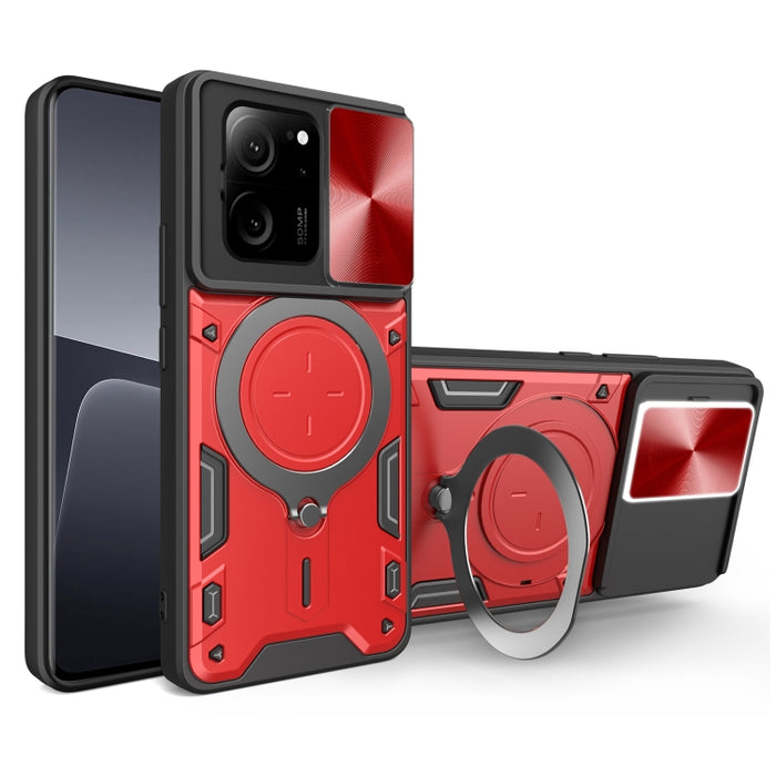 Estuche para teléfono con soporte magnético Camshield deslizante con textura de CD, For Xiaomi Redmi A3, For Xiaomi Redmi 13C 5G Global, For Xiaomi Redmi Note 13 5G, For Xiaomi Redmi 13C 4G, For Xiaomi Redmi Note 13 Pro 5G                              ...