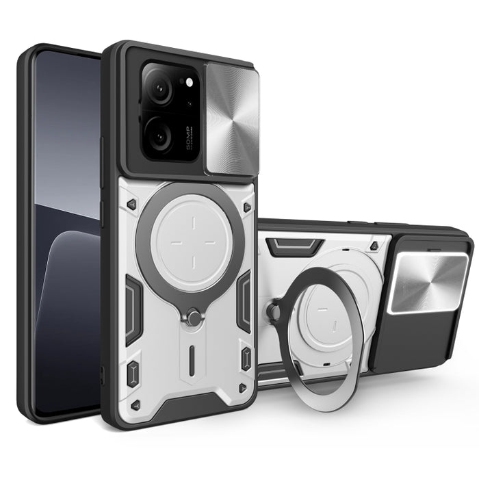 Estuche para teléfono con soporte magnético Camshield deslizante con textura de CD, For Xiaomi Redmi A3, For Xiaomi Redmi 13C 5G Global, For Xiaomi Redmi Note 13 5G, For Xiaomi Redmi 13C 4G, For Xiaomi Redmi Note 13 Pro 5G                              ...