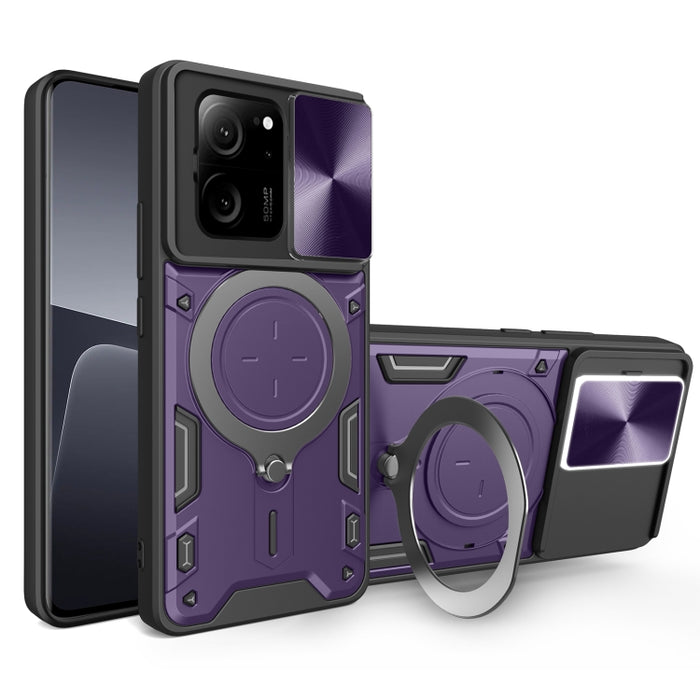 Estuche para teléfono con soporte magnético Camshield deslizante con textura de CD, For Xiaomi Redmi A3, For Xiaomi Redmi 13C 5G Global, For Xiaomi Redmi Note 13 5G, For Xiaomi Redmi 13C 4G, For Xiaomi Redmi Note 13 Pro 5G                              ...