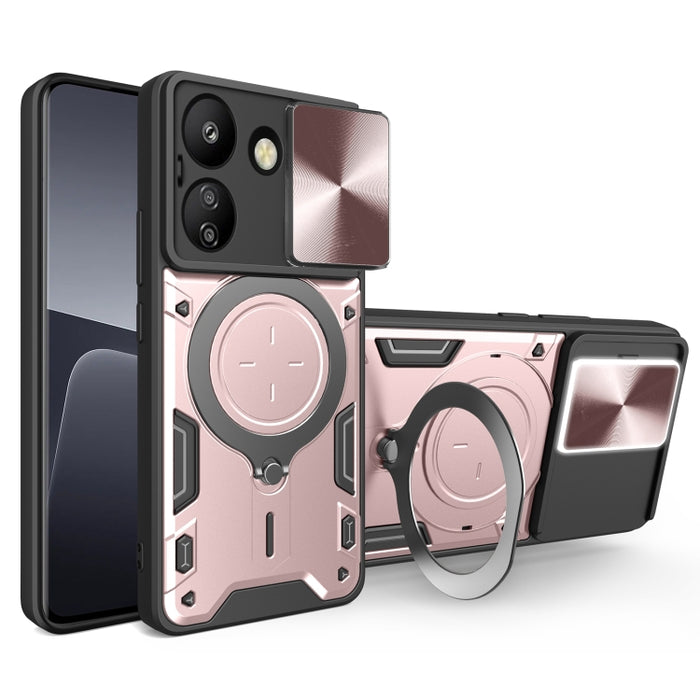 Estuche para teléfono con soporte magnético Camshield deslizante con textura de CD, For Xiaomi Redmi A3, For Xiaomi Redmi 13C 5G Global, For Xiaomi Redmi Note 13 5G, For Xiaomi Redmi 13C 4G, For Xiaomi Redmi Note 13 Pro 5G                              ...