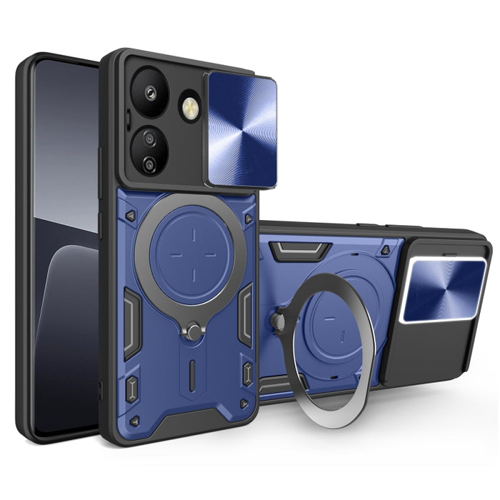 Estuche para teléfono con soporte magnético Camshield deslizante con textura de CD, For Xiaomi Redmi A3, For Xiaomi Redmi 13C 5G Global, For Xiaomi Redmi Note 13 5G, For Xiaomi Redmi 13C 4G, For Xiaomi Redmi Note 13 Pro 5G                              ...