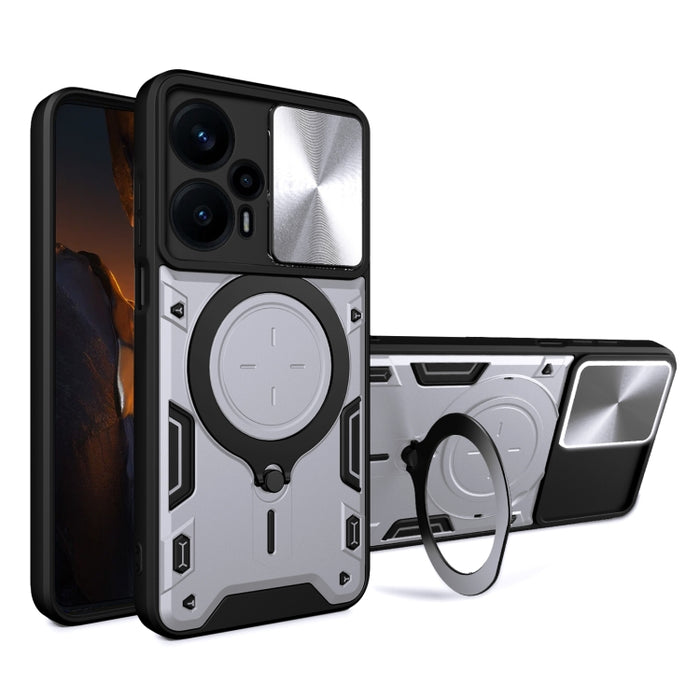Estuche para teléfono con soporte magnético Camshield deslizante con textura de CD, For Xiaomi Redmi A3, For Xiaomi Redmi 13C 5G Global, For Xiaomi Redmi Note 13 5G, For Xiaomi Redmi 13C 4G, For Xiaomi Redmi Note 13 Pro 5G                              ...