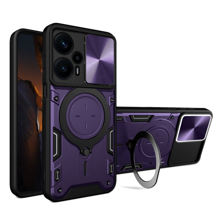 Estuche para teléfono con soporte magnético Camshield deslizante con textura de CD, For Xiaomi Redmi A3, For Xiaomi Redmi 13C 5G Global, For Xiaomi Redmi Note 13 5G, For Xiaomi Redmi 13C 4G, For Xiaomi Redmi Note 13 Pro 5G                              ...