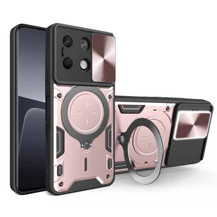 Estuche para teléfono con soporte magnético Camshield deslizante con textura de CD, For Xiaomi Redmi A3, For Xiaomi Redmi 13C 5G Global, For Xiaomi Redmi Note 13 5G, For Xiaomi Redmi 13C 4G, For Xiaomi Redmi Note 13 Pro 5G                              ...