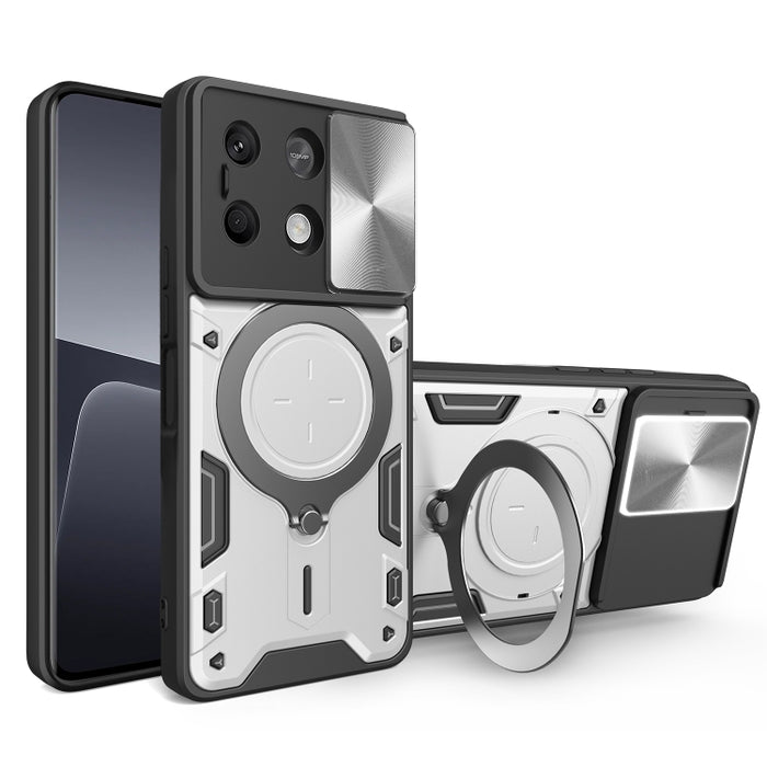Estuche para teléfono con soporte magnético Camshield deslizante con textura de CD, For Xiaomi Redmi A3, For Xiaomi Redmi 13C 5G Global, For Xiaomi Redmi Note 13 5G, For Xiaomi Redmi 13C 4G, For Xiaomi Redmi Note 13 Pro 5G                              ...