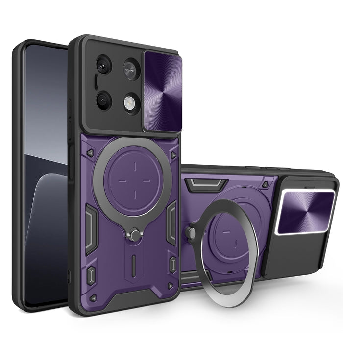 Estuche para teléfono con soporte magnético Camshield deslizante con textura de CD, For Xiaomi Redmi A3, For Xiaomi Redmi 13C 5G Global, For Xiaomi Redmi Note 13 5G, For Xiaomi Redmi 13C 4G, For Xiaomi Redmi Note 13 Pro 5G                              ...