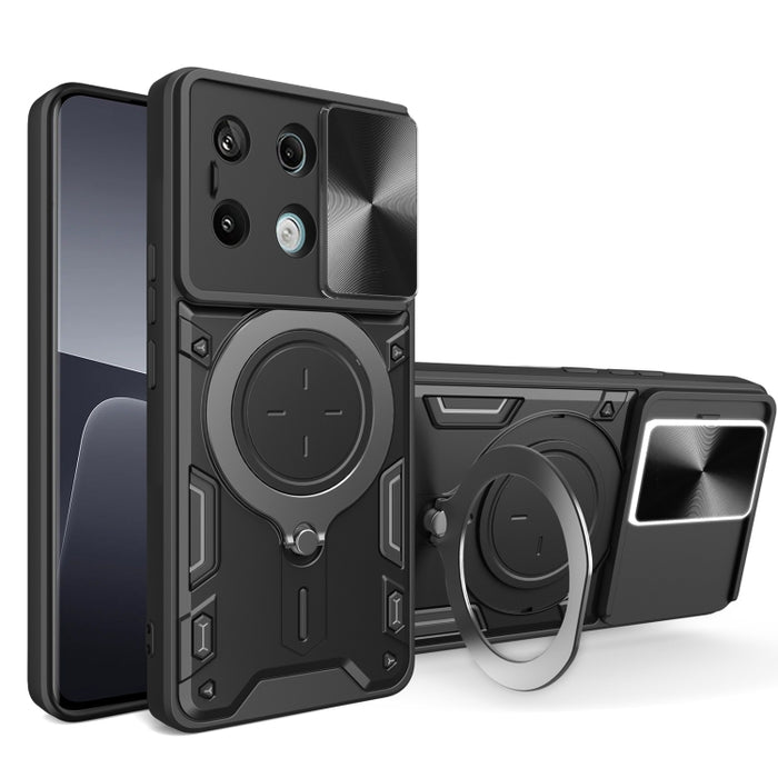 Estuche para teléfono con soporte magnético Camshield deslizante con textura de CD, For Xiaomi Redmi A3, For Xiaomi Redmi 13C 5G Global, For Xiaomi Redmi Note 13 5G, For Xiaomi Redmi 13C 4G, For Xiaomi Redmi Note 13 Pro 5G                              ...