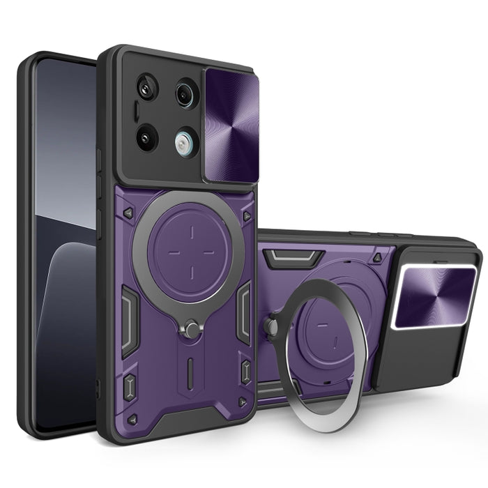 Estuche para teléfono con soporte magnético Camshield deslizante con textura de CD, For Xiaomi Redmi A3, For Xiaomi Redmi 13C 5G Global, For Xiaomi Redmi Note 13 5G, For Xiaomi Redmi 13C 4G, For Xiaomi Redmi Note 13 Pro 5G                              ...