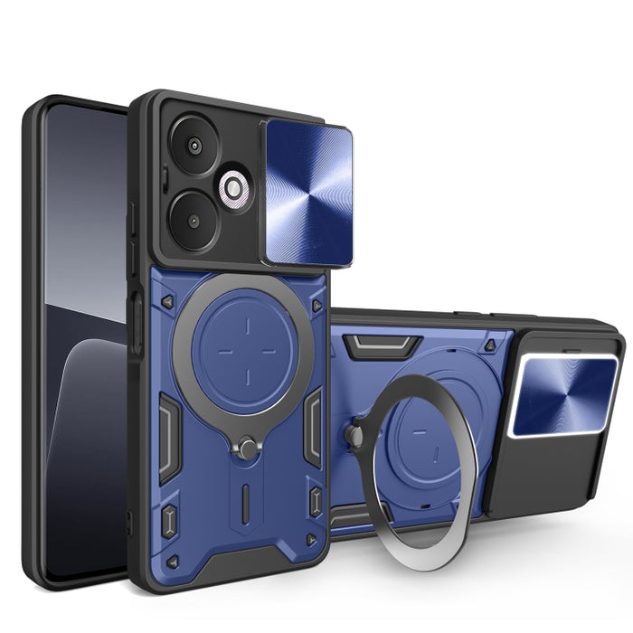 Estuche para teléfono con soporte magnético Camshield deslizante con textura de CD, For Xiaomi Redmi A3, For Xiaomi Redmi 13C 5G Global, For Xiaomi Redmi Note 13 5G, For Xiaomi Redmi 13C 4G, For Xiaomi Redmi Note 13 Pro 5G                              ...